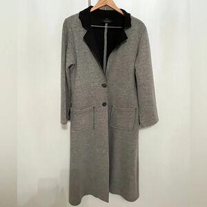 Via Strozzi Italian duster coat. Gray w black interior. Raw edges, split cuff.